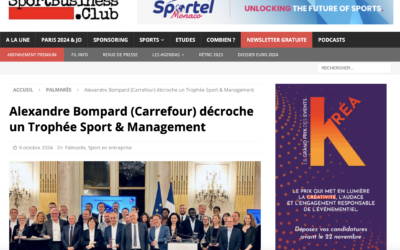 SportBusiness.Club : Alexandre Bompard (Carrefour) décroche un Trophée Sport & Management